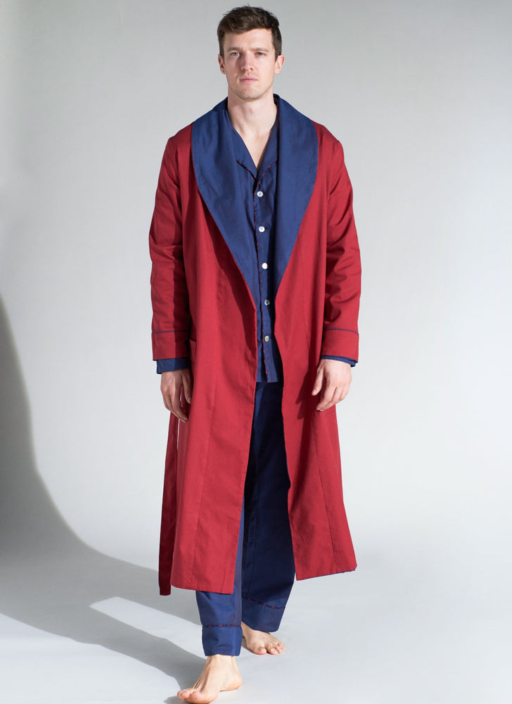 Bogart Red & Dark Blue Reversible Robe – Iona Debarge